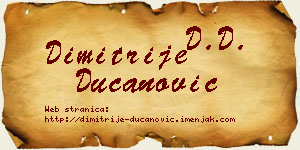 Dimitrije Ducanović vizit kartica
